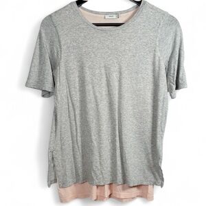 Vince Gray Pink Colorblock Short Sleeve‎ Tee XS Minimalist Everyday Top
